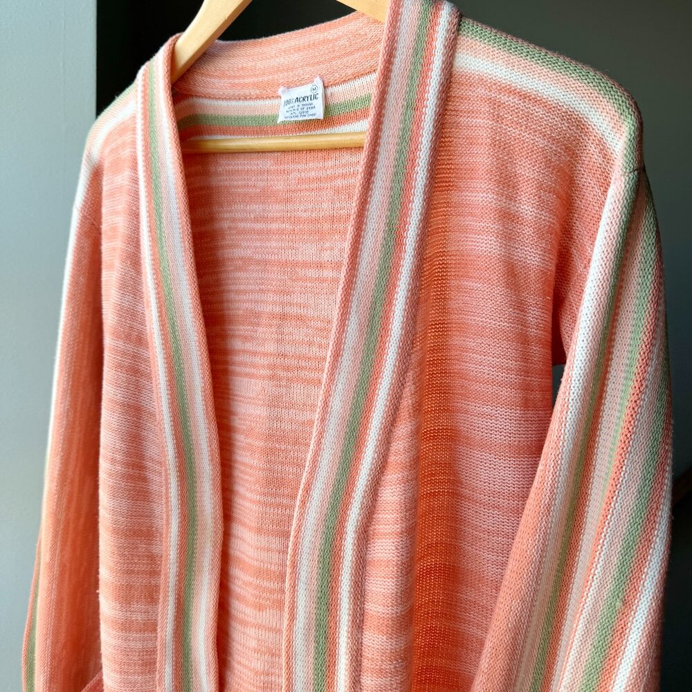 Space Dye Cardigan Peachy Orange Vintage Knit Sweater